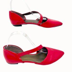 CHERRY RED LIFE STRIDE SIMPLY RED ZALANA FAUX LEATHER/PATENT LEATHER CRISSCROSS